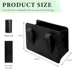 Car Trash Can, Foldable Leather Automotive Garbage Bin Organizer Holder with One Roll Trash Bag, Multi-Function Mini Hanging Dustbin Storage Bag Container for SUV Truck RV (Black)