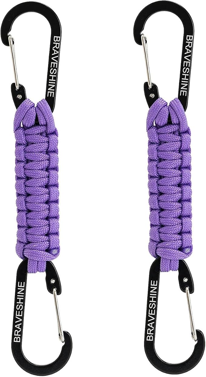 Paracord Keychain Carabiner Clip, D Ring Lanyard Hanger Stroller Hook for Water Bottle, Key, Backpacks, Men, Women