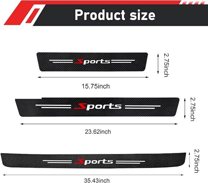 9 PCS Car Door Sill Protector, Carbon Fiber Rear Bumper Guard Strip, Leather Threshold Sticker, Anti-Scratch Auto Door Entry Guards Sill Protector, Universal for Most Vehicles (Black)