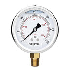 0-30 PSI Glycerin Liquid Filled Low Pressure Gauge, 2.5" Dial Size, 1/4 NPT, Stainless Steel Case, Lower Mount, for Water Oil Air Pressure Test