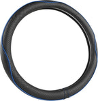 Microfiber Leather Car Steering Wheel Cover for Honda Accord Civic CR-V HR-V Pilot Fit Passport Odyssey,Sport Style,14.5-15 inch (Black+Blue Line-Standrad Size)