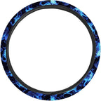 Skull Blue Flame Automotive Steering Wheel Covers Universal Fit 14 to 15 inch Steering Wheel Covers with Cloth for Women Keep Warm Comfort Grip Sweat Absorption Neoprene