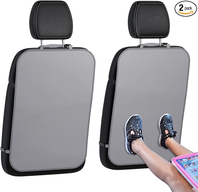 Back Seat Cover for Kids, 2 Pack X-Large Waterproof Kick Mats Backseat Protector, Durable Car Seat Back Protectors for Vehicles to Protect from Dirt, Mud & Scratches, Fits Most SUVs, Grey