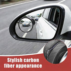2PCS Car Blind Spot Mirror with Suction Cup, 360°Adjustable HD Glass Automotive Rear View Mirror, Universal Carbon Fiber Wide-Angle Side Mirrors for Cars, SUVs, Trucks(Black)
