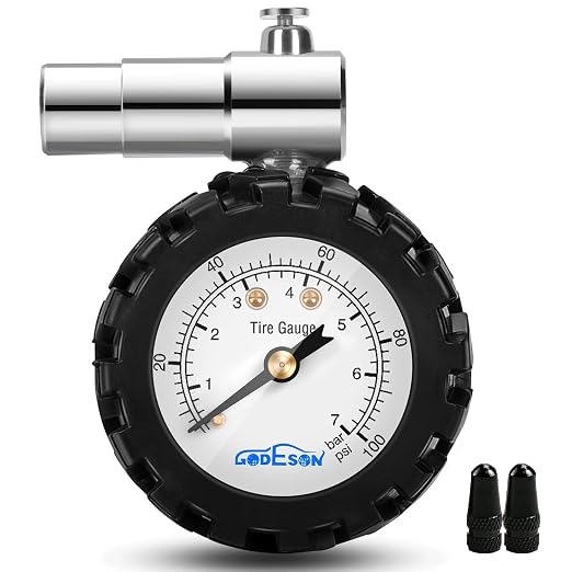 Presta Valve Gauge, Analog Presta Valve Bicycle Tire Pressure Gauge,100PSI/7Bar, Suitbale for Hybrid Bike Tire Inflation Range