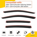 Rain Guards Compatible with 2007-2010 Chrysler Sebring, for 2011-2014 Chrysler 200 Sedan Acrylic Tape-On Side Window Visor Wind Deflector Vent Visors Car Accessories 4pcs