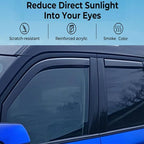 in-Channel Window Visors Rain Guards Compatible with Ford F150 Super Crew 15-23, F-150 Raptor/F250/F350/F-450/F550 Super Duty Crew 17-23 Wind Deflectors Vent Visor Sun Shades Window Shields