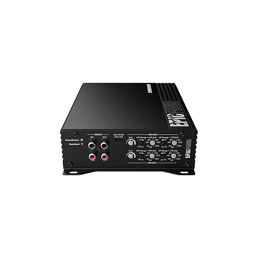 EPICFOUR 4-Channel Amplifier Car Audio 800W RMS, Compact Digital Class D, High/Low Pass Crossover, RCA Line Level Inputs for Aftermarket Radios, Epicenter Link, Smart Auto Protection