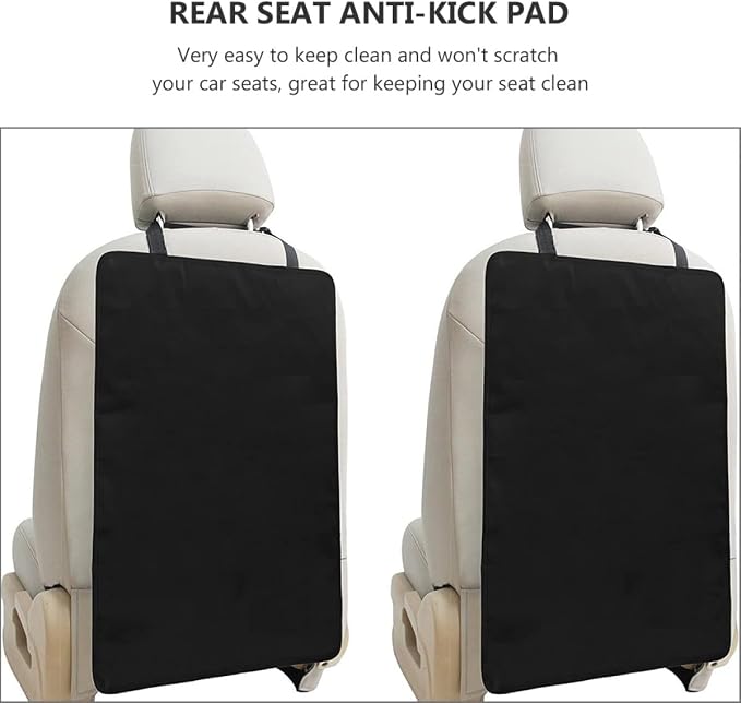 2pcs Auto Rear Seat Anti-kick Pad Car Backseat Protector, Black Sturdy Vehicle Kick Mats with Easy Installation for Family Travel