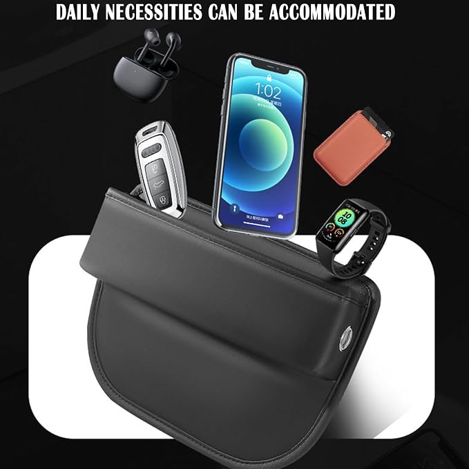 Car Seat Gap Filler 1 Pack Leather Seat Organizer Front Seat Car Accessories for Women Men, Car Essentials for SUV Truck, Adjustable Seat Gap Filler Organizer (Black，1 Pack)