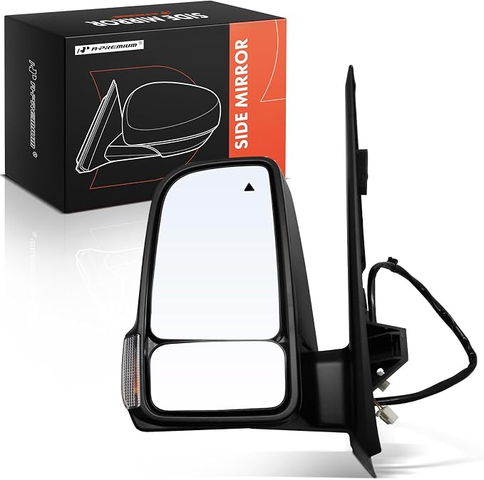 Driver Side Power Door Mirror - Compatible with Mercedes-Benz Sprinter 1500 2500 3500 2019-2022 - Heated Power Folding Black Outside Rear View Mirror w/Blind Spot Detection Turn Signal