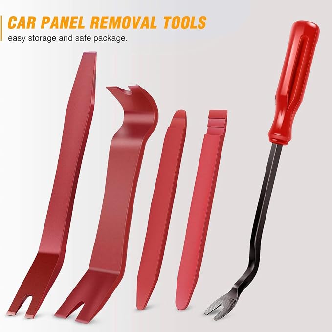 5 PCS Nylon Auto Trim Removal Tool Kit No-Scratch Removal Tool Kit for Car Panel & Audio Dashboard Dismantle Red