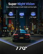 4K Dash Cam Front and Rear, 64GB SD Card, 1.5” IPS Display Car Camera, 5Ghz WiFi+App Control, Night Vision, 24H Parking Mode, G-Sensor, WDR, 170° Wide Angle, 4K+1080P Dual Dash Camera for Cars