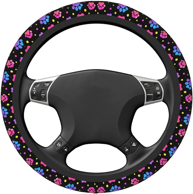 Animal Paws Elastic Steering Wheel Cover Non-Slip Breathable Steering Wheel Protector Fit Auto, SUVs, Truck