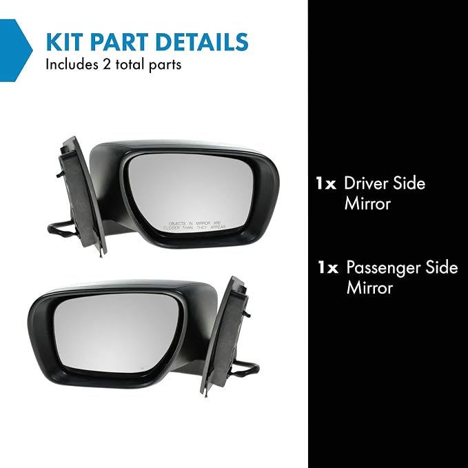 2 Piece Driver and Passenger Side Mirror Assembly Set Electric Adjustment Non-Heated No Memory Textured Compatible with 2007-2008 Mazda CX-7 MA1320152 MA1321152