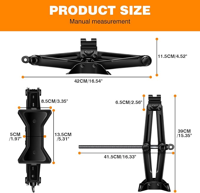 Car Jack Kit,Scissor Jack,Heavy Lifting Jack for Car 2 Ton (4409 lbs) Wide Range of Applications Scissor Jack,for Truck SUV