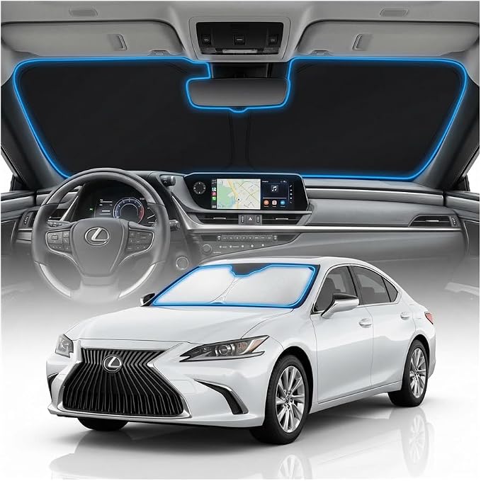 for Lexus ES Sun Shade Windshield Cover - Custom Fit ES ES250 ES300h ES350 Accessories 2019-2025 Sunshade Foldable UV Protection & Heat Shield Sun Visor Accessories