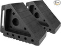 Solid Rubber Wheel Chock 2-Pack | 8" x 4" x 6" Heavy-Duty Tire Stop | Non-Slip Traction Pads | Built-in Handle | All-Weather Vehicle Safety Block | Black | (70472)