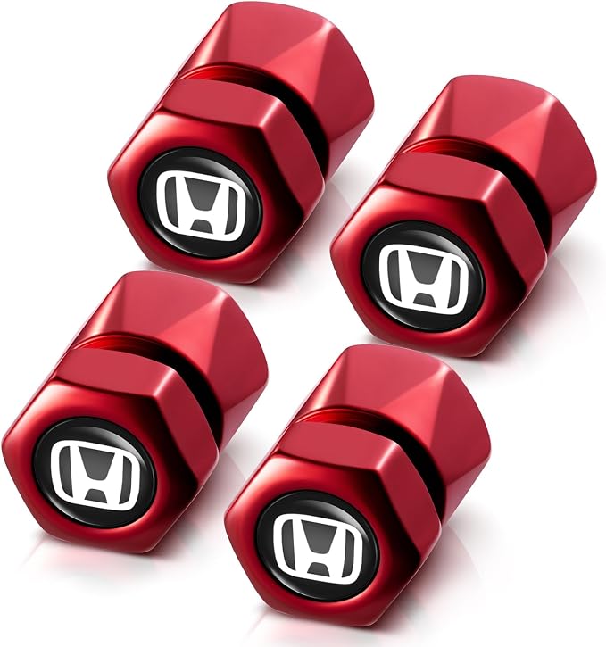 Tire Valve Stem Caps for Honda Metal Car Wheel Air caps Auto Valve Stem Caps Accessories 7 Pcs (red)