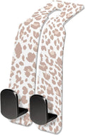 Car Seat Headrest Hook, Universal Leather Cute Hanger Holder Hook, Storage Organizer Interior Accessories for Purse Bags Handbag White Cute Leopard