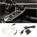 EL Wire Interior Car LED Strip Lights, USB Car Neon Light Strip with Sewing Edge, 16FT Neon Light 5V with Fuse Protection, Electroluminescent Car Indoor Decorations (White)