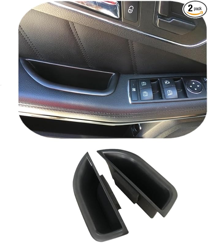 Black Front Row Door Side Storage Box Handle Pocket Armrest Phone Container Fits on Mercedes Benz E Class E350 E400 E500 E63 AMG W212 2010 2011 2012 2013 2014 2015