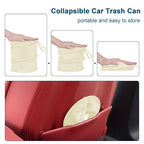 Car Trash Can, 2 Packs Mini Car Garbage Can, Collapsible Trash Bin | Pop-Up Trash Can for Car Front Back Seat, Portable Car Trash Bag Hanging for Vehicle SUV Rv Truck Accessories Interior, Beige