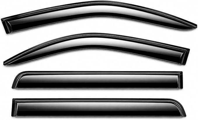 2019-2026 Tape-On Side Window Deflector Visors Compatible with Dodge Ram 1500 Crew Cab Only Smoke Tinted Rain Guards 2020 2021 2022 2023 2024 2025