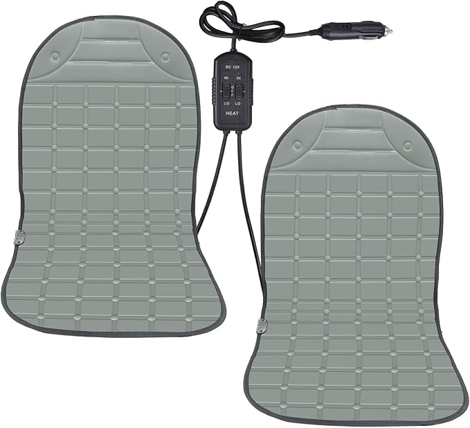 Seat Cover Comfortable Winter Seat Cushion with Adjustable Buckle for Full Back and Seat 2-Pack (Grey)