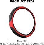 15 Inch Car Leather Steering Wheel Cover, Automotive Accessories Elastic Breathable Anti-Slip Soft Wheel Protector Fits Men and Women, Suitable for SUVs, Trucks, Vehicles and RVs (Red)