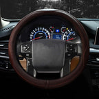 Steering Wheel Covers Universal 15.75 inch - Genuine Leather, Breathable, Anti Slip & Odor Free (Coffee, L(15" 1/2-16"))
