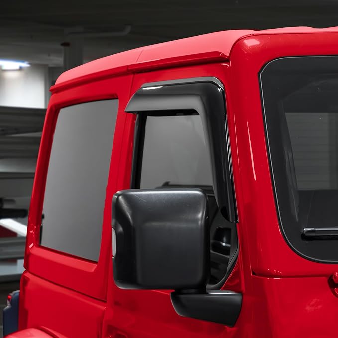Voron Glass Tape-on Extra Durable Rain Guards for Jeep Wrangler JL 2018-2026/Jeep Gladiator 2020-2026, Window Deflectors, Vent Window Visors, 2 Pieces - 100278