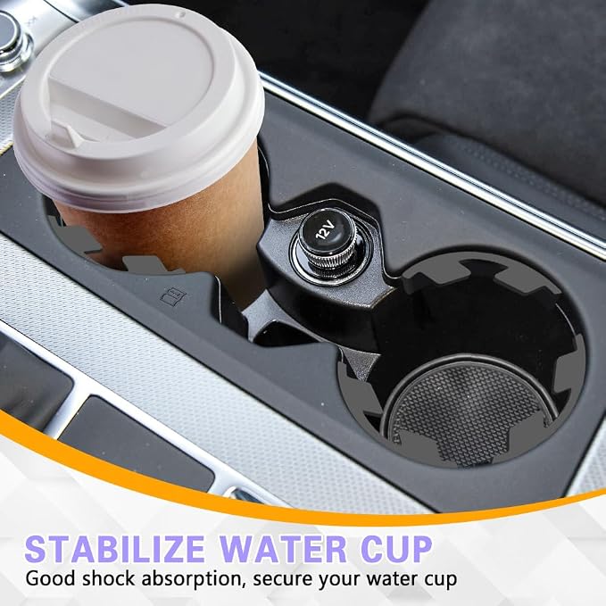 6PCS Silicone Car Cup Holder Insert with Arc Leaf Design, Car Cup Holder Expander, Silicone Self-Adhesive Cup Holder Stabilizer, Anti-Shake Auto Water Bottle Stabilizers for Most Vehicles