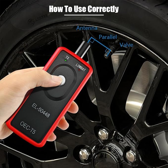 TPMS Relearn Tool for Car Tire Sensor, EL-50448 Tire Pressure Monitor Sensor Activation Reset Tool OEC-T5, System Programming Training for Most Series Vehicles (Red)