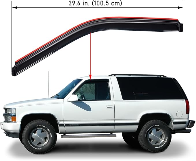 Extra Durable In-Channel Window Visor, Fit Chevrolet & GMC C/K 1500, 2500, 3500 1988-1999, Regular/Extended Cab, 1992-1999 Tahoe & Yukon, 1992-1994 Blazer (NOT Fit S10 Blazer), Smoke, 2-Pcs