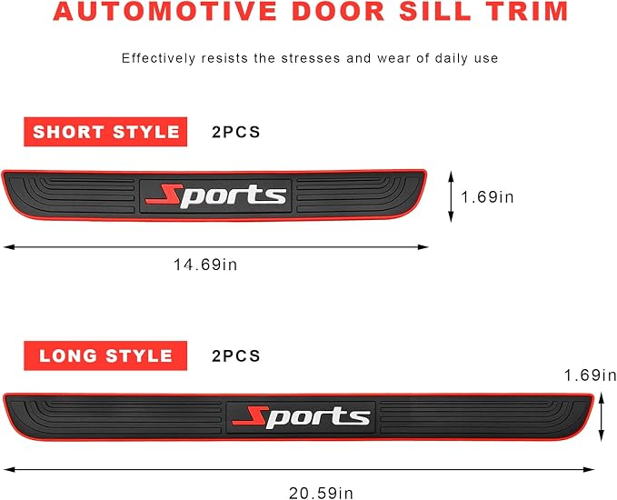4 PCS Car Door Sill Protector, Anti-Scratch Automotive Threshold Protective Strip, Waterproof Door Edge Guards Step Shield Cover for Sedans Trucks SUVs, Car Accessories (Sport)