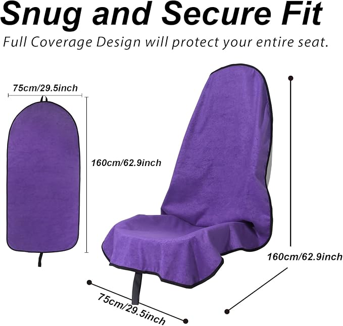 Waterproof Car Towel Seat Covers Front Seats for After Gym Workout,Auto Universal Interior Sweat Towels Cloth Bucket Carseat Cover Protector for Trucks SUV RV Boat Van (Purple)