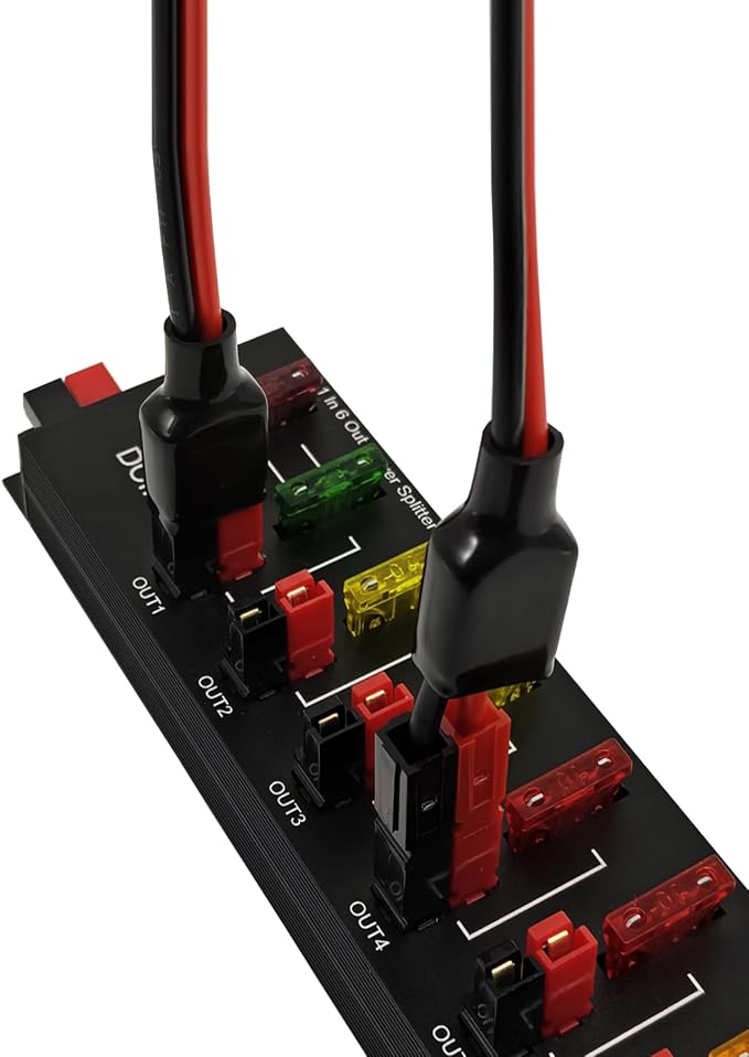 6 Out Power Pole Distribution Block Power Splitter Distributor Source Strip | 1 in 6 out Connector Power Divider Power Board 40Amp