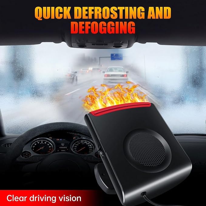 Car Heater, 2-in-1 Car Defroster with 360° Rotation for Instant Windshield Defogging Demisting, Fast Heating & Cooling Fan for All 12V Vehicles, Trucks, RV