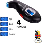 Digital Tire Pressure Gauge 150 PSI 4 Settings with Backlit LCD and Non-Slip Grip (2package)
