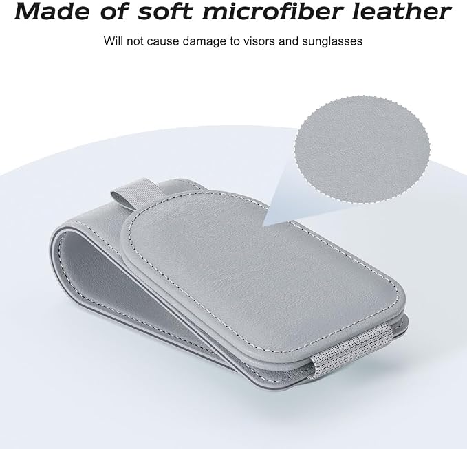 Sunglass Holder for Car Visor, Light Gray, 2 Packs | Suede Cloth, Magnetic, Organizer for Car Accessories