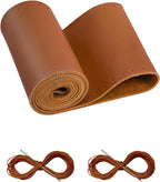 Leather Steering Wheel Cover Lace Up, Stitch on Steering Wheel Wrap, Universal Fit 13-20 Inch Car Truck Pickup Boat, A Whole Piece of Cowhide, DIY w/Needle Thread (Size L2, Brown)