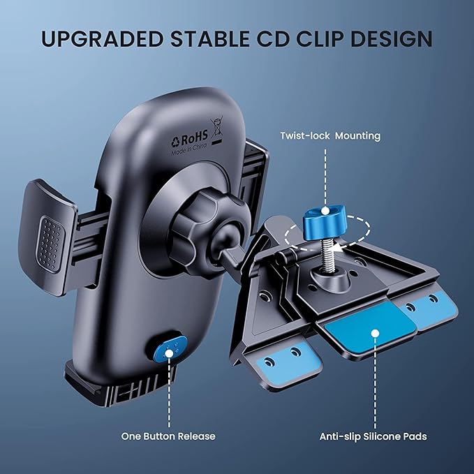 Phone Mount for Car Phone Holder Mount Upgraded Metal CD Slot Phone Holder Car Cell Phone Holder Thick Cases Friendly iPhone Holder for Car Mount for CD Player Fit for All iPhone Smartphone