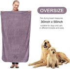 Dog Towel Super Absorbent Pet Bath Towel Microfiber Dog Drying Towel for Small, Medium, Large Dogs and Cats 30inch x 50inch Purple