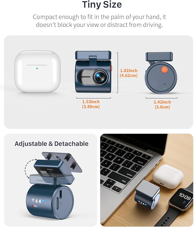 2K Dash Cam for Cars with Voice Control - Stealth Display Tiny Dashcam Front Included 32GB Micro SD Card, Super Night Vision, 1296P QHD, G-Sensor, Built in WiFi & App Car Camera