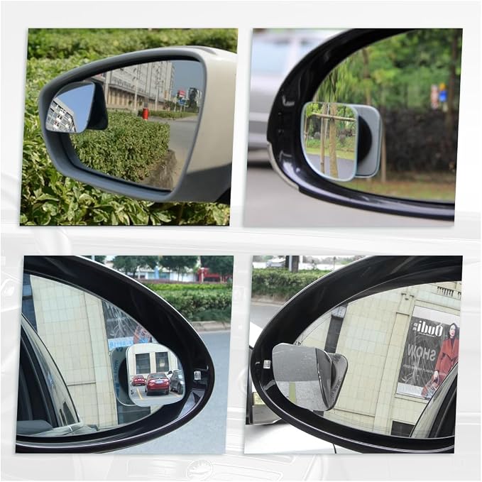 ZIMISI Fan-Shaped Blind Spot Car Mirror, 2" HD Glass Wide Angle Convex Mirror with Adjustable Stick, 360 Degree Frameless Rear View Mirrors for Car, SUV,Truck (Fan-Shaped)