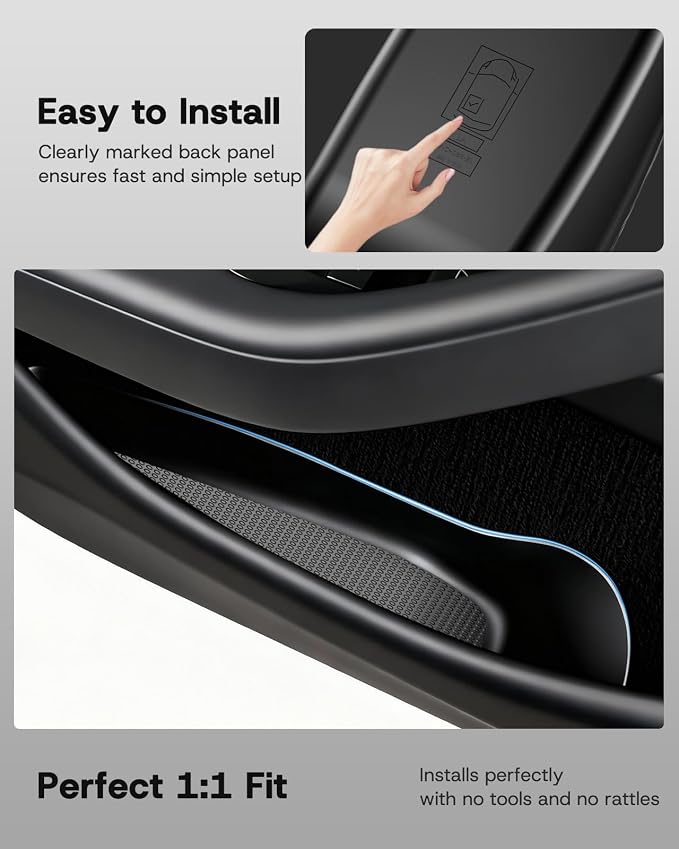 2026 Upgrade Door Side Storage Box for Tesla Model Y Juniper, [Rear Door Emergency Pull Cord & Waterproof & Dustproof] 1:1 Fit Door Pocket Organizer for Tesla Model Y Accessories 2025 2026