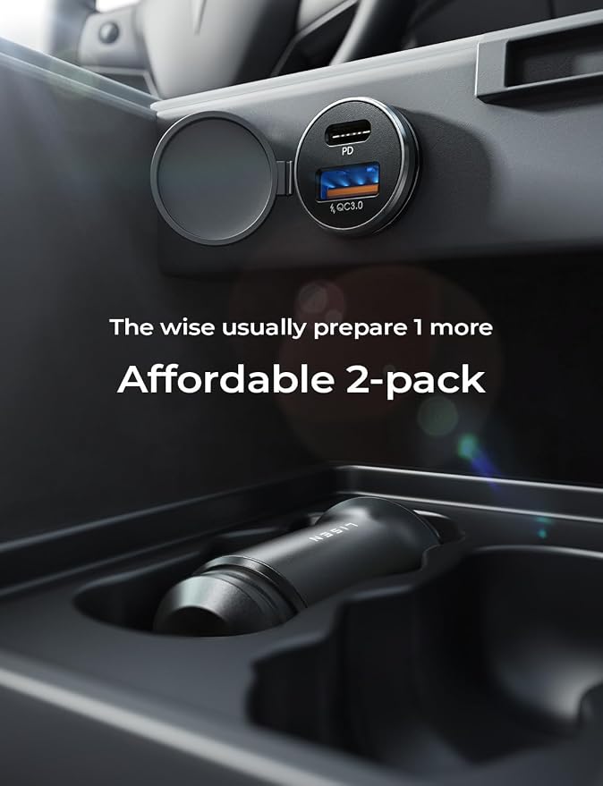USB C Car Charger Adapter [2 Pack] [Mini & Metal] Cigarette Lighter USB Charger Fast Charging [PD QC 3.0] USBC Car Phone Charger for iPhone 15 Pro Max Plus 14 Samsung Galaxy S23 iPad Pro, Purple | Cigarette Lighter Charger, USB C Car Charger Fast...