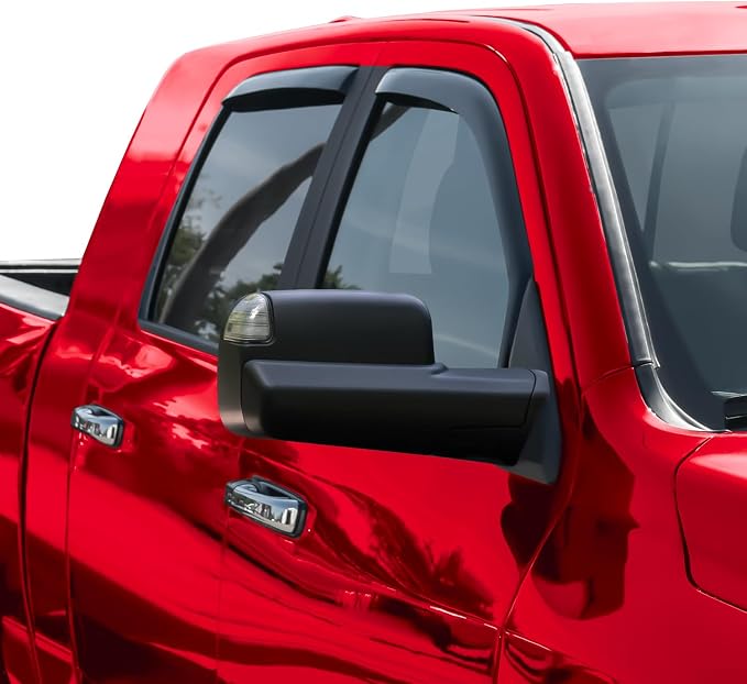Voron Glass in-Channel Extra Durable Rain Guards for Ram 2500/3500 2011-2026 Mega Cab, Window Deflectors, Vent Window Visors, 4 Pieces - 200547