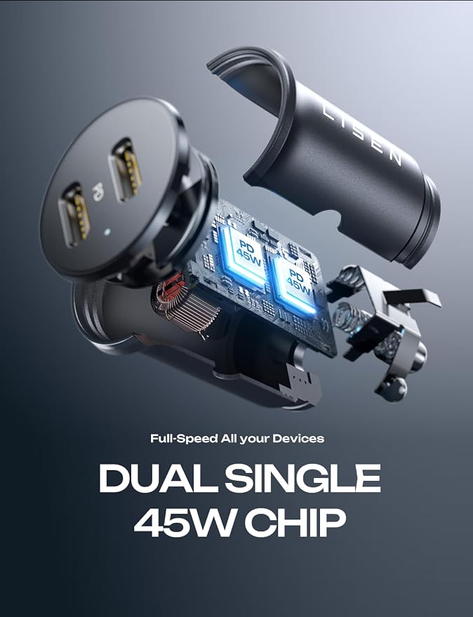 90W USB C Car Charger USB C Fast Charge, 45W PD&QC 3.0 Fast Car Charger for iPhone 17 Pro Max 16 15 Pro, Cigarette Lighter USB Charger Adapter for Samsung S26 S25, Android [Metal&Mini] Sockets
